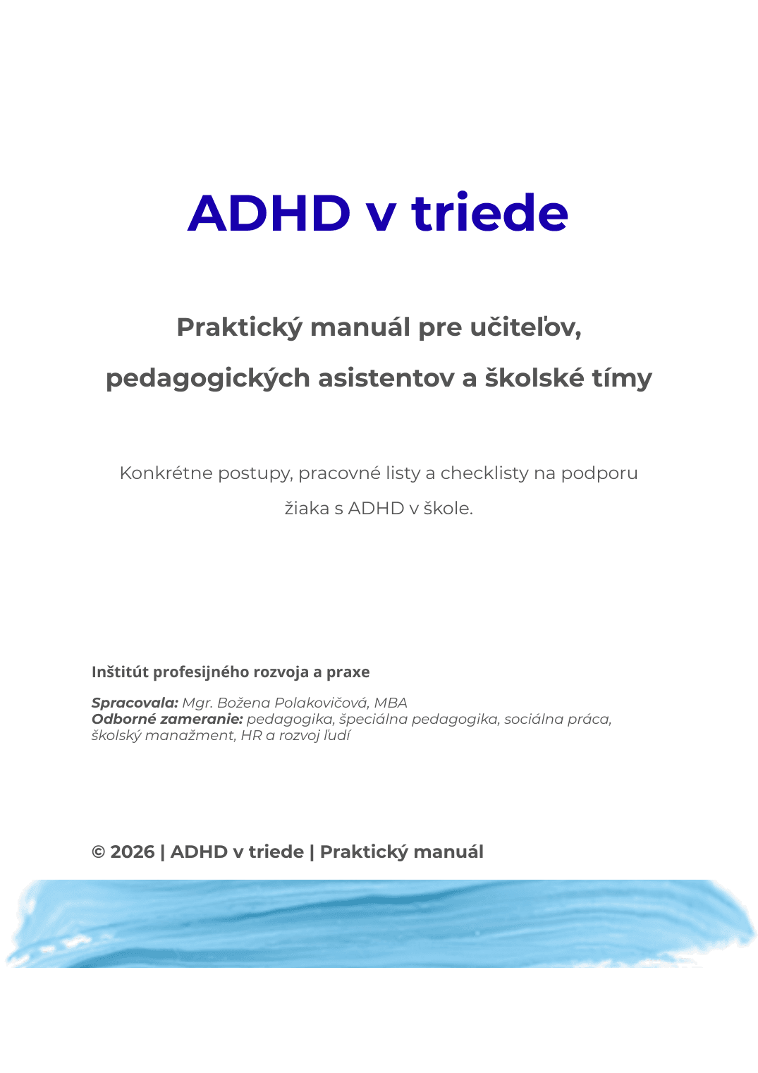 Titulná strana manuálu ADHD v triede